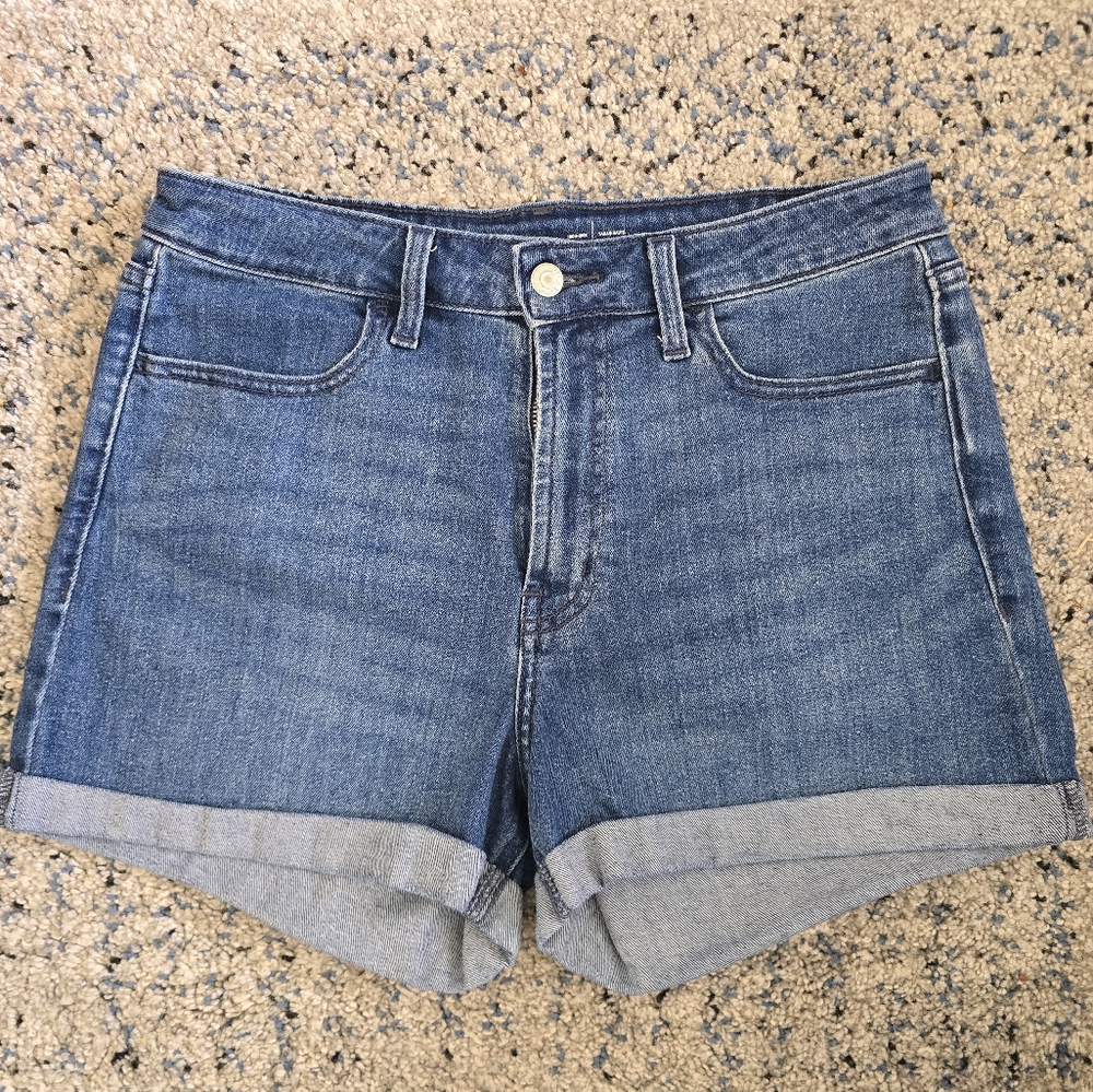 Old Navy Blue Jean Shorts High-Waisted Cuffed